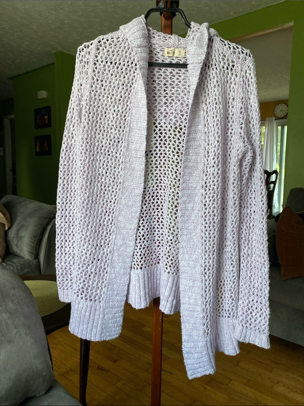 Hollister Open-Front Lavender Knit Cardigan Sweater